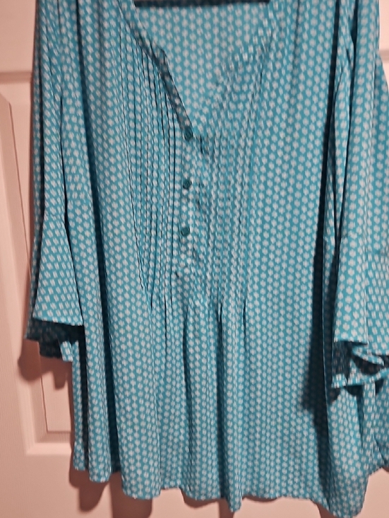 Catherines Tops - Catherines Teal Blue Floral Button-Up Blouse